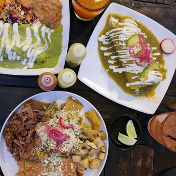 Palapas Que Huevos - Chicken enchiladas, wet burrito, Chilaquiles verdes - Breakfast & Brunch Near Me - Fullerton, California