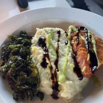 Prime Steakhouse - Blackened seared ahi with wasabi mashed potatoes and fried spinach - Steakhouses Near Me - Ventura, California Prime Steakhouse - Blackened seared ahi with wasabi mashed potatoes and fried spinach - Steakhouses Near Me - Ventura, California