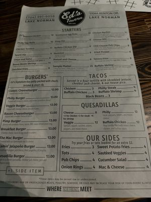 Menu photo 2 Ed’s Tavern LKN Cornelius, NC Menu photo 2 Ed’s Tavern LKN Cornelius, NC