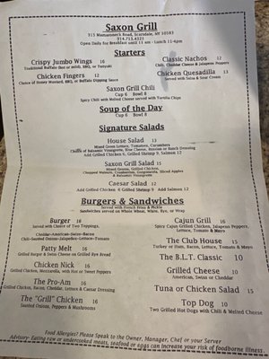 Menu photo 1 Saxon Grill Scarsdale, NY Menu photo 1 Saxon Grill Scarsdale, NY