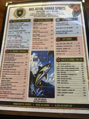 Menu photo 1 RHS Royal Hawaii Spirits Honolulu, HI