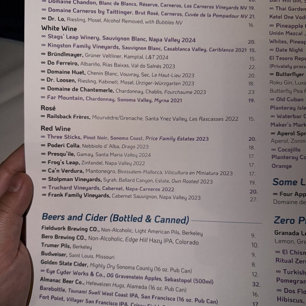 Waterbar - Wine menu - Seafood Near Me - San Francisco, California Waterbar - Wine menu - Seafood Near Me - San Francisco, California