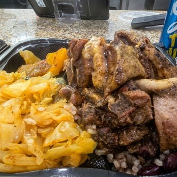 Barringtons Jamaican kitchen - Curry Goat Plate, comes with rice and beans, cabbage, fried plantains and a complimentary soft drink - Caribbean Near Me - Bakersfield, California Barringtons Jamaican kitchen - Curry Goat Plate, comes with rice and beans, cabbage, fried plantains and a complimentary soft drink - Caribbean Near Me - Bakersfield, California
