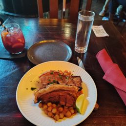 The pork belly over chickpeas. Delicious! The pork belly over chickpeas. Delicious!