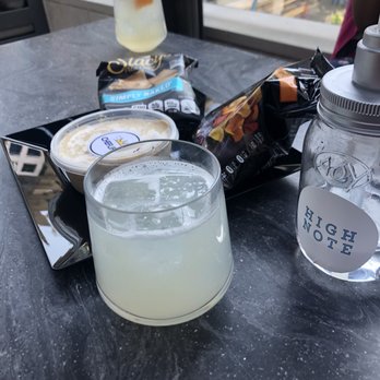 High Note Rooftop Bar - Hummus, chips and mystery drink - Bars Near Me - Atlanta, Georgia