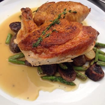 Oak + Almond - Chicken and roasted potatoes and asparagus. - New American Near Me - Norwalk, Connecticut Oak + Almond - Chicken and roasted potatoes and asparagus. - New American Near Me - Norwalk, Connecticut