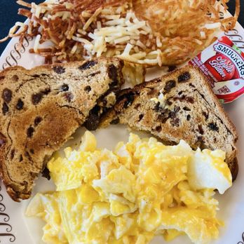Waffle House - Cheese & Eggs With hash browns and raisin toast.... - Breakfast & Brunch Near Me - Key Largo, Florida Waffle House - Cheese & Eggs With hash browns and raisin toast.... - Breakfast & Brunch Near Me - Key Largo, Florida