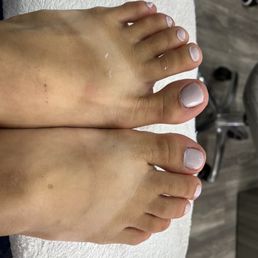 The "finished" gel pedi and polish on my foot