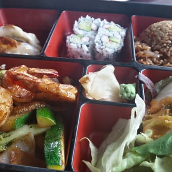 Sushi Taro - The shrimp habachi bento box. It also includes miso soup (not pictured). Every bite is delicious - Japanese Near Me - Mount Pleasant, South Carolina Sushi Taro - The shrimp habachi bento box. It also includes miso soup (not pictured). Every bite is delicious - Japanese Near Me - Mount Pleasant, South Carolina