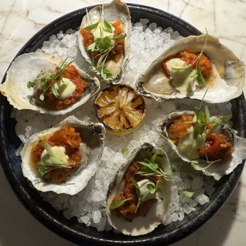 Magdalena A Maryland Bistro - Oysters with sushito peppers - New American Near Me - Baltimore, Maryland