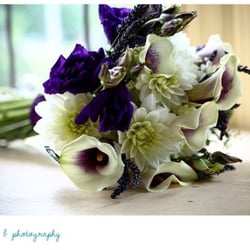 Studio Artiflora - A bridal bouquet of Dahlia, Lavender, Roses and Eustoma, an original Artiflora design.