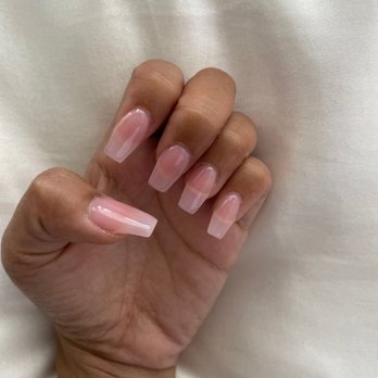 Kunia Nail Center - Light pink coffin shaped acrylic set - Nail Salons Near Me - Waipahu, Hawaii