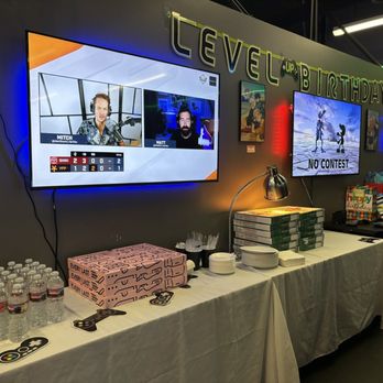 Cooper’s eSports Gaming Center - Tables were set up for water, fountain drink station was to the left, and pizza. - LAN Centers Near Me - Irvine, California Cooper’s eSports Gaming Center - Tables were set up for water, fountain drink station was to the left, and pizza. - LAN Centers Near Me - Irvine, California