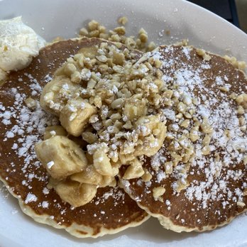 Kihei Caffe Lahaina - Short stack (2) banana Mac nut pancakes! You can also just order one. - Breakfast & Brunch Near Me - Lahaina, Hawaii