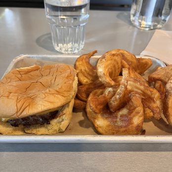 The Filling Station - Burger with station fries - American Near Me - Bellingham, Washington