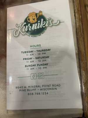 Menu photo 4 Kurniki's Cross Plains, WI Menu photo 4 Kurniki's Cross Plains, WI