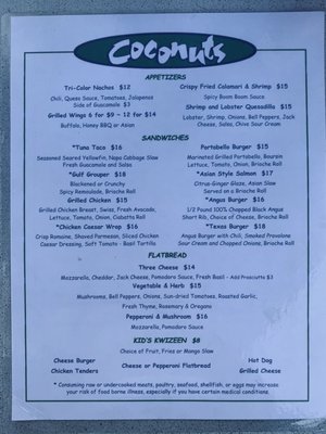 Menu photo 3 Coconuts Sanibel, FL
