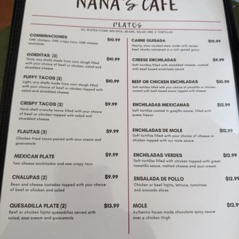 Nana’s Cafe - Menu - Mexican Near Me - San Antonio, Texas