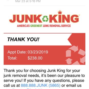 Junk King Monterey - Confirmation email - Junk Removal & Hauling Near Me - Marina, California Junk King Monterey - Confirmation email - Junk Removal & Hauling Near Me - Marina, California