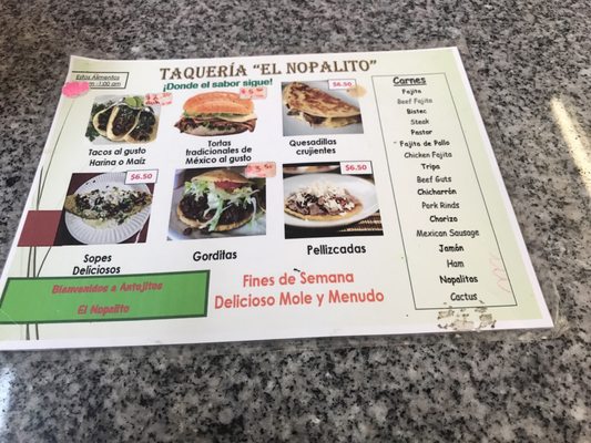 Menu photo 2 Taqueria El Nopalito Bryan, TX Menu photo 2 Taqueria El Nopalito Bryan, TX