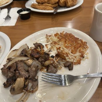 Loaded Cafe Restaurants Lawndale - Loaded steak breakfast with pancakes on the side - Burgers Near Me - Lawndale, California