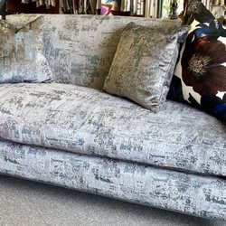 Dreams Fabrics Duvets & Bed Linens - Reupholstered sofa. New seat cushion (foam core with down wrap), Missoni decorative pillows