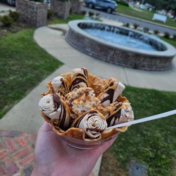 Curled Creme - Vanilla Waffle Bowl w/Butterfinger, peanut butter drizzle, hard shell chocolate, & whipped topping--perfect post-yard work treat! - Ice Cream & Frozen Yogurt Near Me - DeRidder, Louisiana Curled Creme - Vanilla Waffle Bowl w/Butterfinger, peanut butter drizzle, hard shell chocolate, & whipped topping--perfect post-yard work treat! - Ice Cream & Frozen Yogurt Near Me - DeRidder, Louisiana