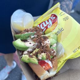 The Calidog (lobster, avocado, bacon bits, some sauce) The Calidog (lobster, avocado, bacon bits, some sauce)