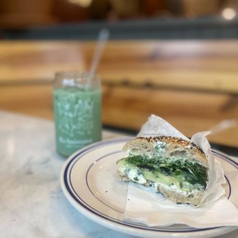ReAnimator Coffee - Iced Lavender Matcha & Evergreen Bagel (1/2) - Coffee & Tea Near Me - Philadelphia, Pennsylvania ReAnimator Coffee - Iced Lavender Matcha & Evergreen Bagel (1/2) - Coffee & Tea Near Me - Philadelphia, Pennsylvania
