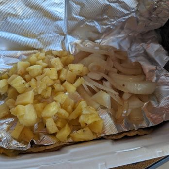 Tacos El Regio - Side of grilled pineapple and onion for Trompo tacos. - Mexican Near Me - Monroe, North Carolina