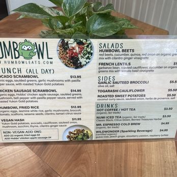 Humbowl - Page 2 of Menu - Gluten-Free Near Me - Berkeley, California