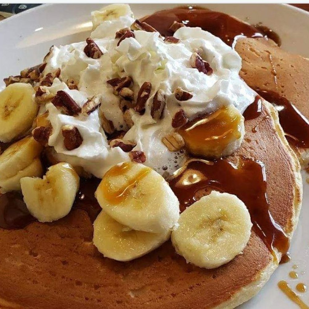 Another Broken Egg Cafe - Banana Foster Pancakes - Breakfast & Brunch Near Me - Delray Beach, Florida Another Broken Egg Cafe - Banana Foster Pancakes - Breakfast & Brunch Near Me - Delray Beach, Florida