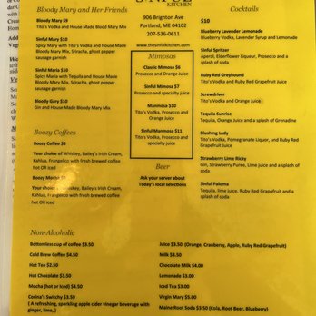 The Sinful Kitchen - Drink menu as of Feb 2022 - Breakfast & Brunch Near Me - Portland, Maine The Sinful Kitchen - Drink menu as of Feb 2022 - Breakfast & Brunch Near Me - Portland, Maine