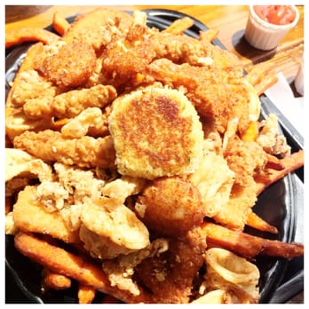 Neptune's Net - Fried seafood platter. Perfect choice for a group, especially tourists! We ordered with sweep potato fries cause ya know, we're healthy. - Seafood Near Me - Malibu, California Neptune's Net - Fried seafood platter. Perfect choice for a group, especially tourists! We ordered with sweep potato fries cause ya know, we're healthy. - Seafood Near Me - Malibu, California