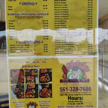Hibachi On The Go - Menu as of January 2023 - Asian Fusion Near Me - Lake Park, Florida