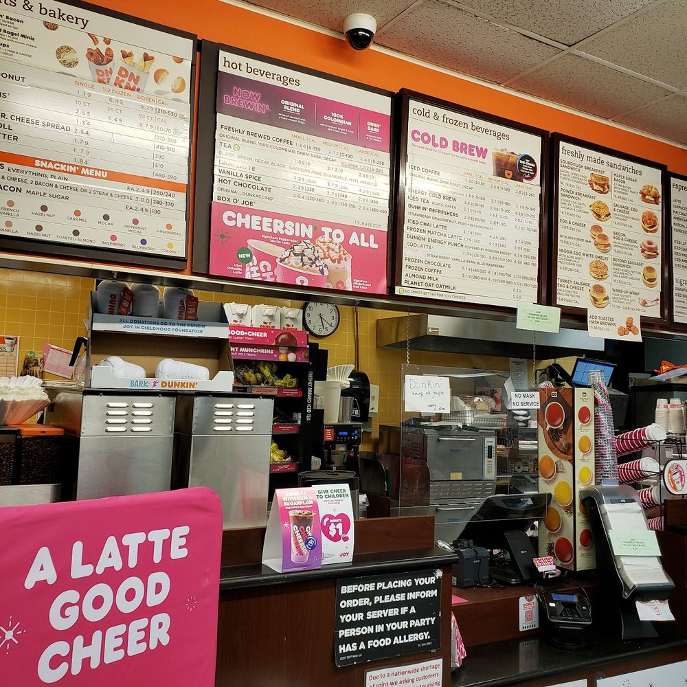 Dunkin' -  menus and prices on the wall - Coffee & Tea Near Me - Bristol, Connecticut