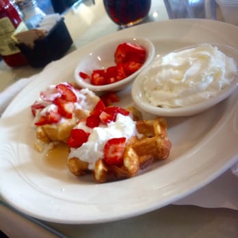 Steve & Andrea's Restaurant - Waffles with strawberry and whip cream. The texture was crunchy but so soft AND THICK! Amazing - Breakfast & Brunch Near Me - Rutherford, New Jersey Steve & Andrea's Restaurant - Waffles with strawberry and whip cream. The texture was crunchy but so soft AND THICK! Amazing - Breakfast & Brunch Near Me - Rutherford, New Jersey