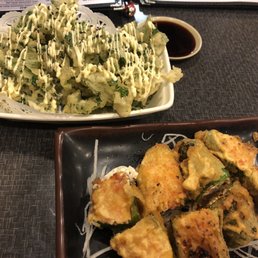 Kale Tempura (top), Stuffed Jalapeño (bottom)