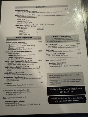 Menu photo 1 Buff's Pub Newton, MA Menu photo 1 Buff's Pub Newton, MA