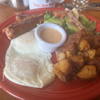 Gutiz - Cajun link egg breakfast. Came with spicy aioli and salad. - Breakfast & Brunch Near Me - Taos, New Mexico