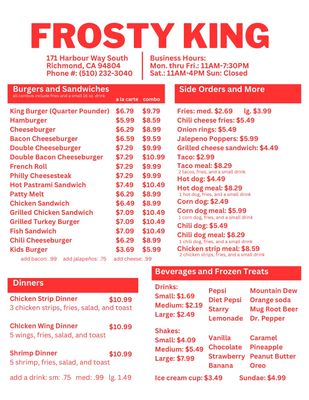Menu photo 5 Frosty King Richmond, CA
