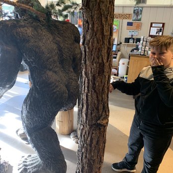 Sasquatch Outpost - My son pointing at bigfoots butt - Outdoor Gear Near Me - Bailey, Colorado