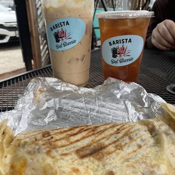 Barista Del Barrio - Cheese Quesadilla with Chorizo, Cinnamon Iced Tea, Dulce de Leche Latte - Coffee & Tea Near Me - Tucson, Arizona Barista Del Barrio - Cheese Quesadilla with Chorizo, Cinnamon Iced Tea, Dulce de Leche Latte - Coffee & Tea Near Me - Tucson, Arizona
