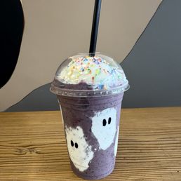 The Boo Drink--special for Halloween! Taro and acai protein shake.