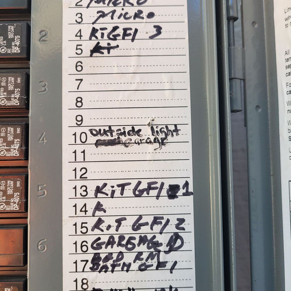 Young's Electrical Services - This is the panel that James put in and this is how he labeled it! - Electricians Near Me - Placerville, California Young's Electrical Services - This is the panel that James put in and this is how he labeled it! - Electricians Near Me - Placerville, California