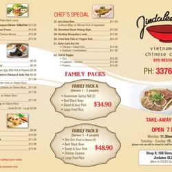 Jindalee Villa - Takeaway Menu