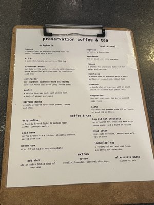 Menu photo 1 Preservation Coffee & Tea Modesto, CA