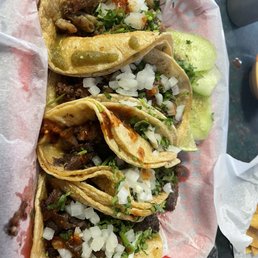 One taco each asada tongue cheek & tripe One taco each asada tongue cheek & tripe