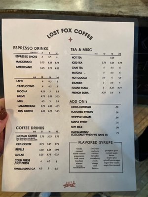 Menu photo 5 Lost Fox Saint Paul, MN