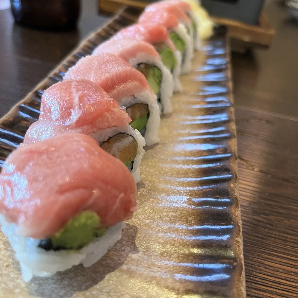 Spiral Flame - Can't remember which this is but I think it's the Cherry Blossom Roll - Japanese Near Me - San Bruno, California Spiral Flame - Can't remember which this is but I think it's the Cherry Blossom Roll - Japanese Near Me - San Bruno, California